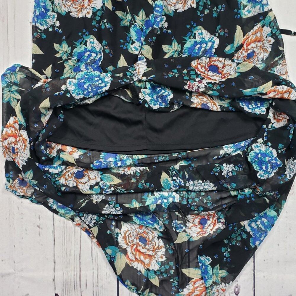 As U Wish Off-Shoulder Black Floral Short Sleeve Maxi Dress Women's Size Medium - Picture 10 of 11